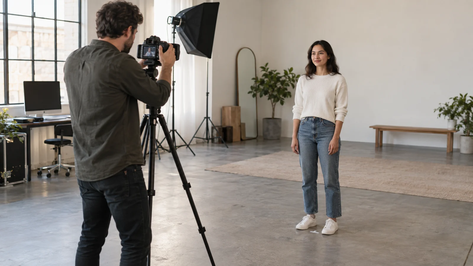 Illustrative visual data session with a participant and camera operator